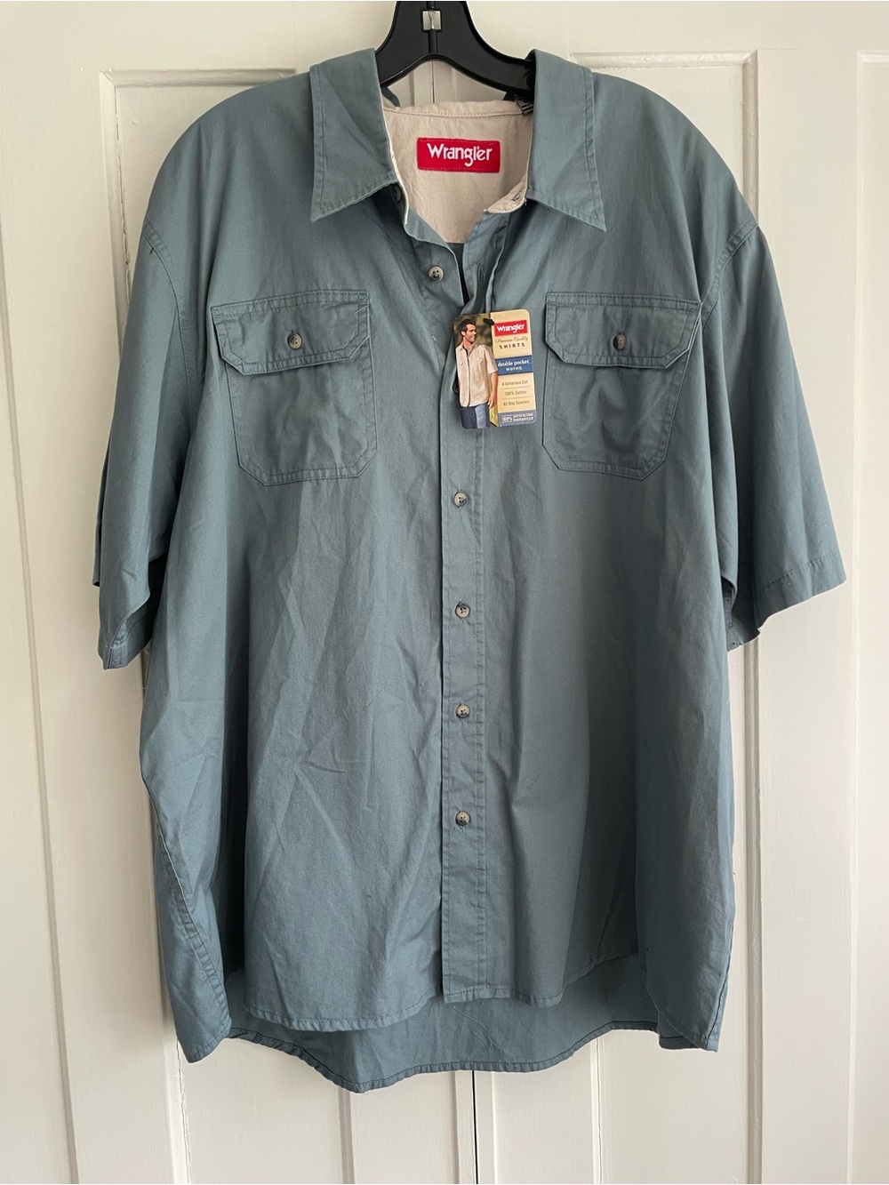 NEW Wrangler Men's Short Sleeve Button Up Shirt in Slate Blue 2XL BNWT